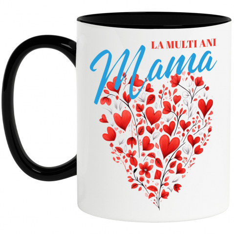 Mama - Cana Personalizata Decor Inimă din Flori - „La Multi Ani Mama” | Cadou Ziua Mamei