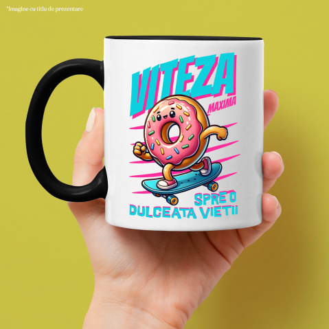 Cana Personalizata Gogoasă Glazurată Roz Pe Skateboard – Design Amuzant și Personalizat [1]