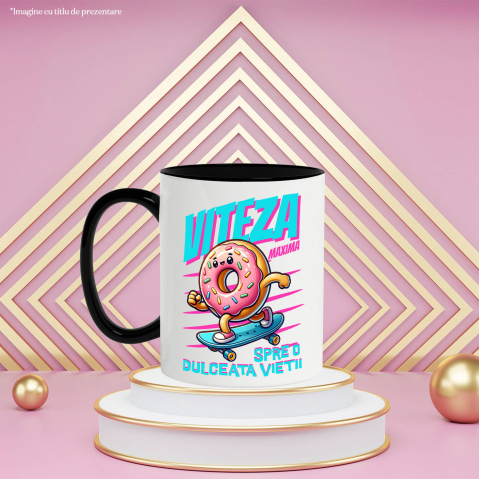 Cana Personalizata Gogoasă Glazurată Roz Pe Skateboard – Design Amuzant și Personalizat [2]