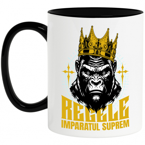 Animale - Cana Personalizata Tricou Personalizat Gorila Regală cu Coroană de Aur – Regele Imperiul Suprem | Cadou Motivational