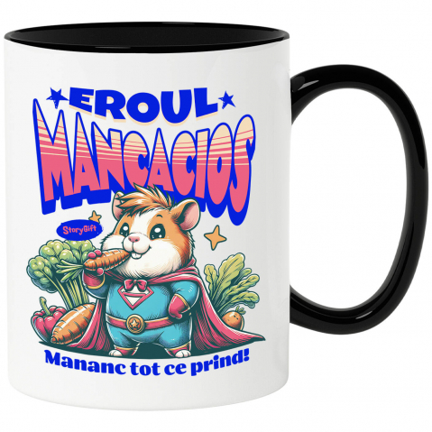 Supereroi - Cana Personalizata Hamster Pufos În Grădină Cu Morcov – Cadou Personalizat „Eroul Mâncăcios” Pentru Copii