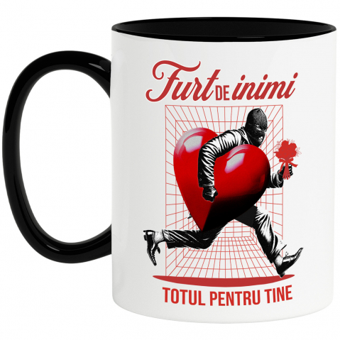 Dragoste - Cana Personalizata „Hot De Inimi Cu Buchet De Flori - Cadou Personalizat „Totul pentru Tine” pentru Familie, Copii și Prieteni de Valentine's Day”