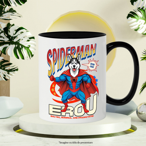 Cana Personalizata Husky Siberian în Costum Spider-Man - Cadou Personalizat pentru Copii și Familie [2]