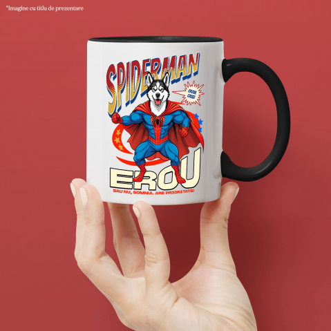 Cana Personalizata Husky Siberian în Costum Spider-Man - Cadou Personalizat pentru Copii și Familie [1]