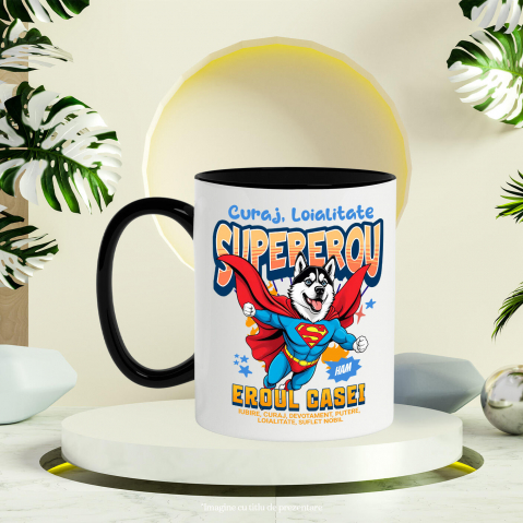Cana Personalizata Husky Siberian în Costum de Superman – Produse Personalizate pentru Copii și Familie [2]