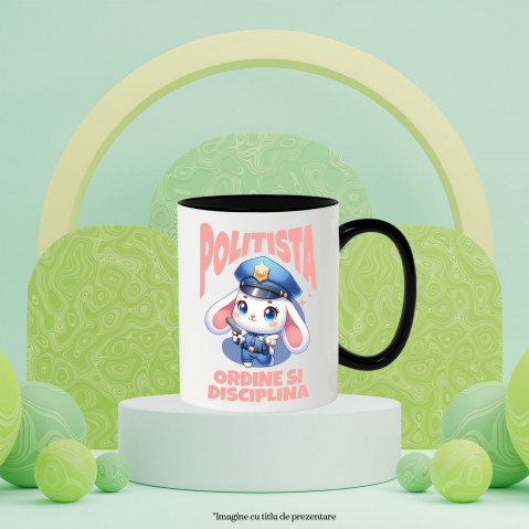 Cana Personalizata Iepure Polițist – Design Amuzant pentru Produse Personalizate și Cadouri [2]