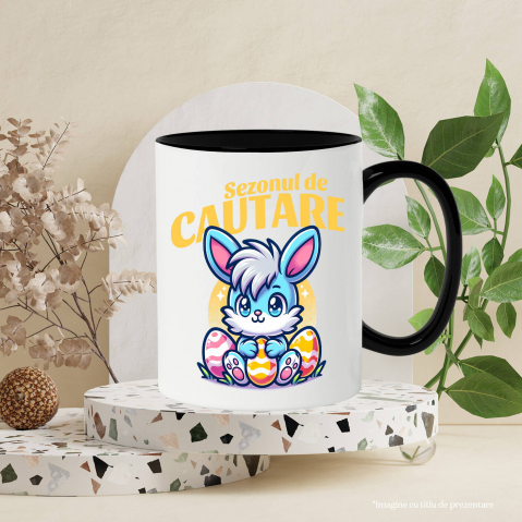 Cana Personalizata "Iepure Albastru cu Freză și Ouă Colorate de Paște - Cadou pentru Copii" [2]