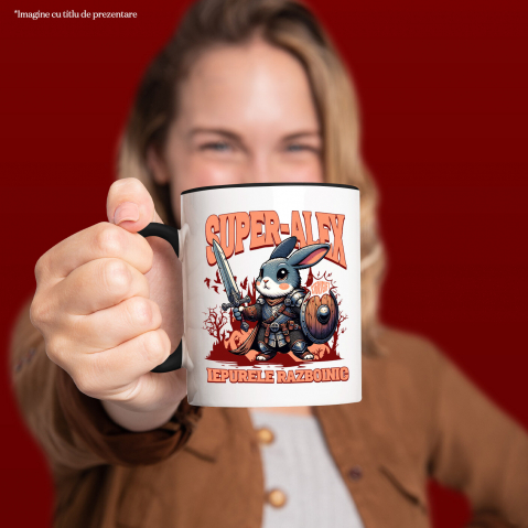 Cana Personalizata Iepure Cavaler cu Armură, Sabie și Scut - Cadou Personalizat pentru Copii [1]