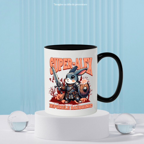 Cana Personalizata Iepure Cavaler cu Armură, Sabie și Scut - Cadou Personalizat pentru Copii [2]