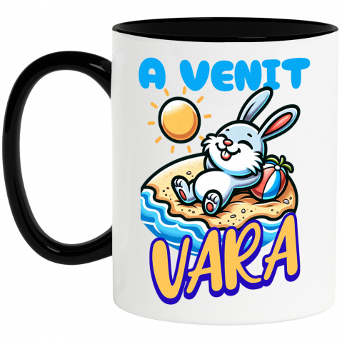 Căni - Cana Personalizata Iepure cu Dinți Lungii pe Plajă – Cadou Personalizat pentru Copii și Familie