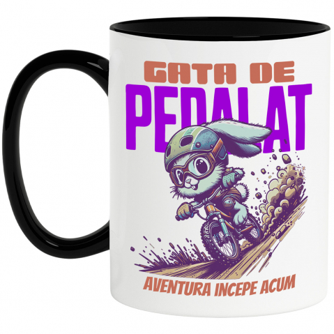 Cana Personalizata Iepure Haios Pe Bicicletă – Design Amuzant Pentru Aventuri Pe Două Roți