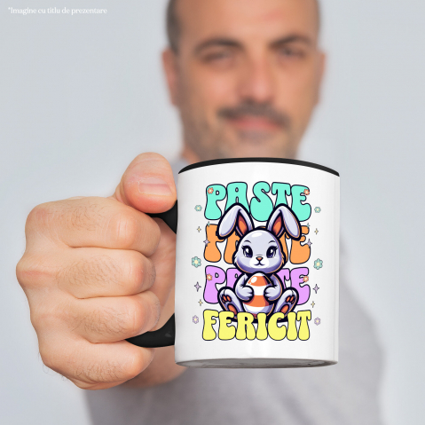 Cana Personalizata "Iepure de Paște Vesel cu Ou Colorat – Paște Fericit și Sărbători Vesele" [1]