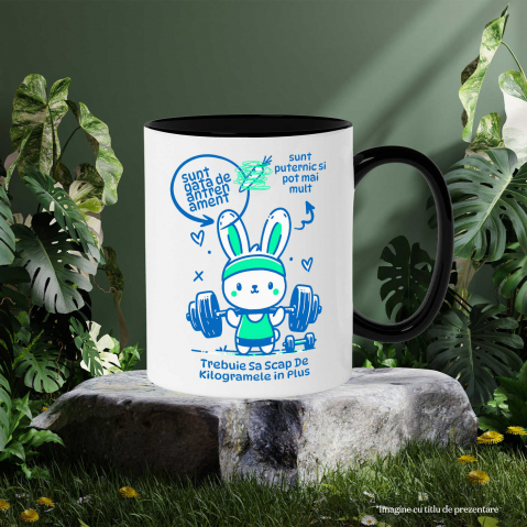 Cana Personalizata Iepure Haios La Sală – Ridicat Bară Greutăți Motivational Puternic pentru Fitness [2]