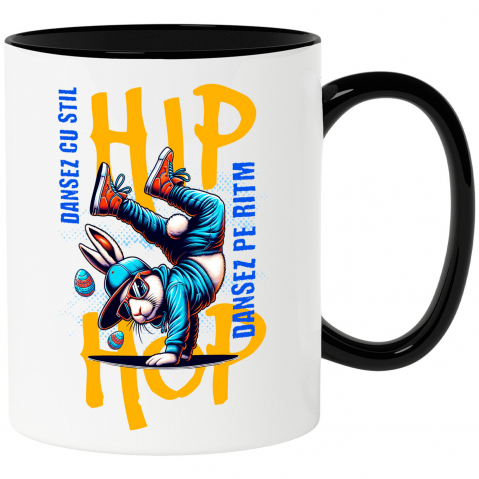 Animale - Cana Personalizata „Iepure Dans Breakdance Stil Stradal pentru Copii – Cadou Creativ Hip Hop pentru Copii și Prieteni”