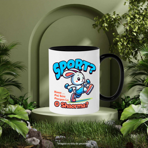 Cana Personalizata Iepure Sportiv Gri Cu Gantere – Design Haios pentru Cadouri Personalizate [2]