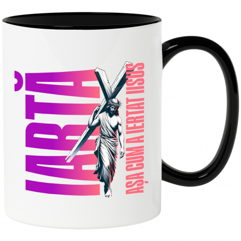 Paste - Cana Personalizata "Iisus cu Crucea - Iertare și Credință | Cadouri Personalizate pentru Sărbătorile Pascale"