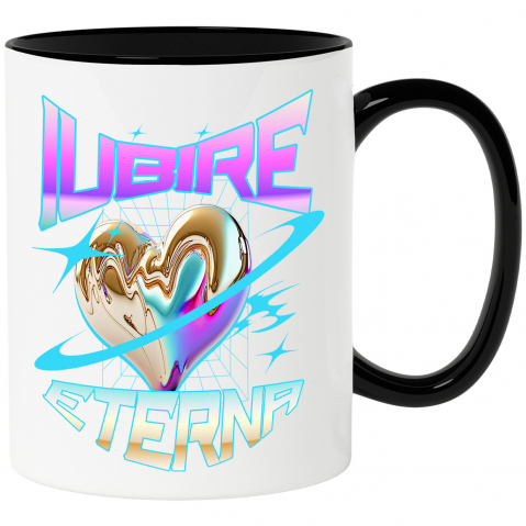 Căni - Cana Personalizata „Inima Bizară Strălucitoare Metalică - Cadou Personalizat „Iubire Eterna” pentru Ziua Îndrăgostiților, Familie, Copii și Prieteni”