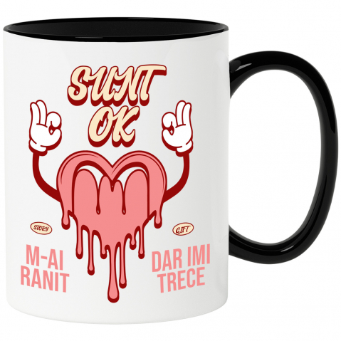 Dragoste - Cana Personalizata Inimă Curgătoare și Semn Ok - Cadou de Dragoste și Vindecare Emoțională