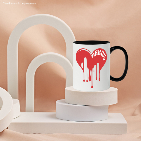 Cana Personalizata Inimă Curgătoare cu Nume „Marius” – Cadou Personalizat de Valentine's Day pentru Iubitul Tău [2]