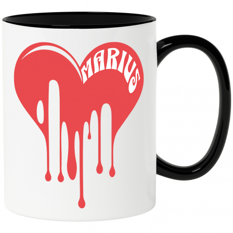 Dragoste - Cana Personalizata Inimă Curgătoare cu Nume „Marius” – Cadou Personalizat de Valentine's Day pentru Iubitul Tău