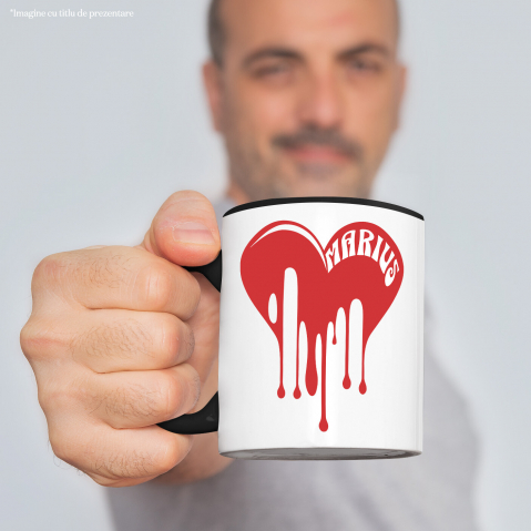 Cana Personalizata Inimă Curgătoare cu Nume „Marius” – Cadou Personalizat de Valentine's Day pentru Iubitul Tău [1]