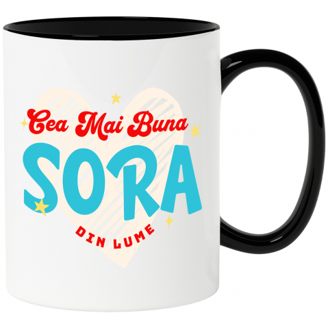 Căni - Cana Personalizata Tricou Personalizat Sora – Cadou Special pentru Cea Mai Bună Soră