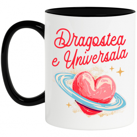 Cadouri Pentru Cupluri - Cana Personalizata „Inima Stil Arta Creion - Cadou Personalizat „Dragostea E Universală” pentru Familie, Copii, Tati și Prieteni de Valentine’s Day”