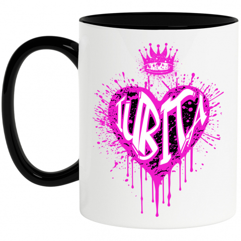 Dragoste - Cana Personalizata Cadou personalizat pentru iubita - Inima Stil Graffiti cu Coroana, Valentine's Day