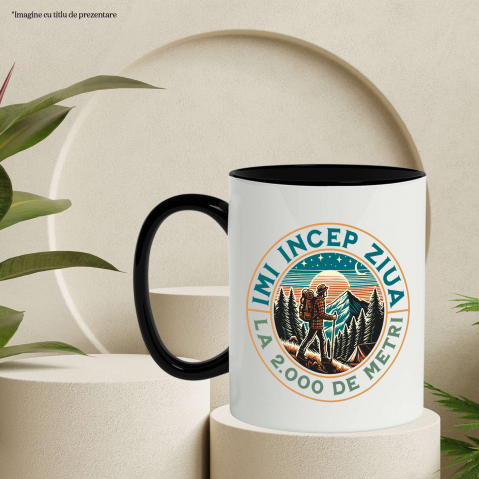 Cana Personalizata "Barbat Pe Munte – Cadou Personalizat cu Mesajul ‘Îmi Încep Ziua La 2.000 Metri’ pentru Iubitorii de Natură" [2]
