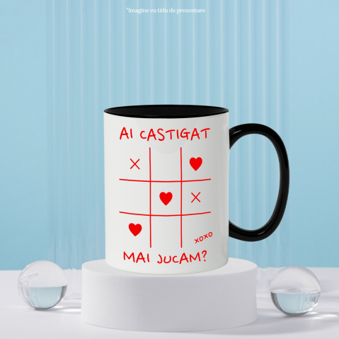 Cana Personalizata Joc Haios X și 0 Personalizat cu Mesaj „Ai Câștigat, Mai Jucăm” - Cadou de Dragoste [2]