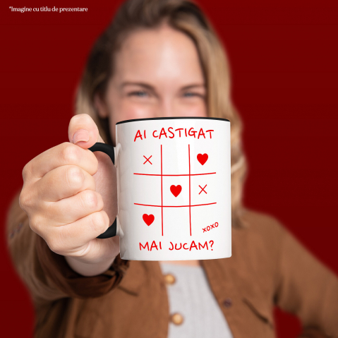 Cana Personalizata Joc Haios X și 0 Personalizat cu Mesaj „Ai Câștigat, Mai Jucăm” - Cadou de Dragoste [1]
