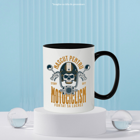 Cana Personalizata Iubitorii de Motociclete – Craniu cu Cască și Dinți de Aur [2]