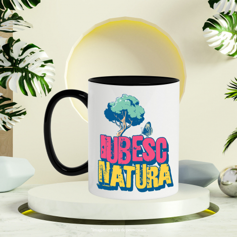 Cana Personalizata "Iubesc Natura – Copac Verde și Fluturi Colorați, Hobby Natural" [2]