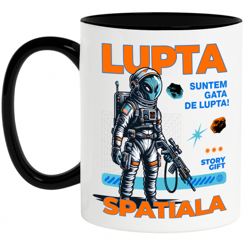 BASME - Cana Personalizata „Extraterestru cu Armă și Costum Spatial Personalizat – Cadouri Unice pentru Familie, Tati și Copii”