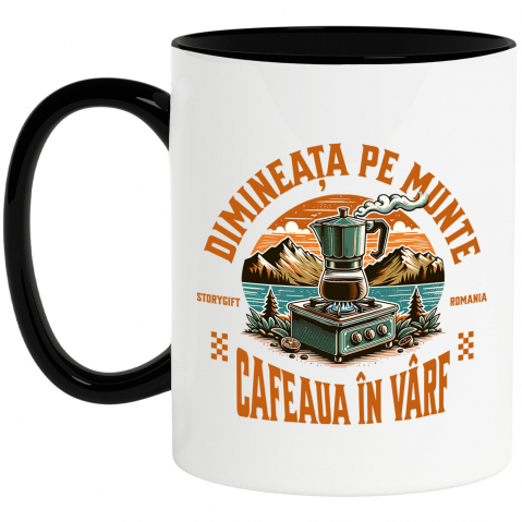 Calatorie - Cana Personalizata "Dimineața pe Munte cu Cafea Fierbinte – Aventură în Natură"