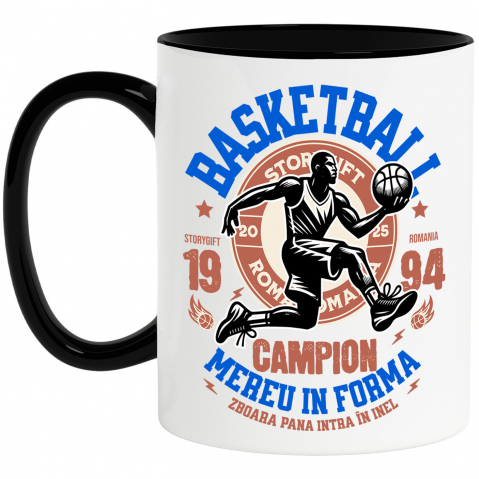 Cani Personalizate - Cana Personalizata Minge Baschet Motivational – Campion și Joc În Echipa Sportivă