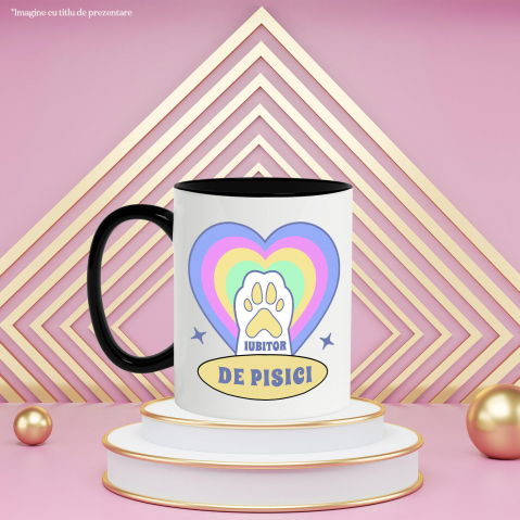 Cana Personalizata Lăbuță Pisică Albă În Inimă Multicolor „Iubitor De Pisici” – Cadou Personalizat Pentru Iubitorii De Pisici [2]