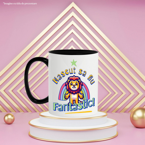 Cana Personalizata Leu cu Coamă Curcubeu Fericit – Cadou Personalizat pentru Copii și Familie [2]