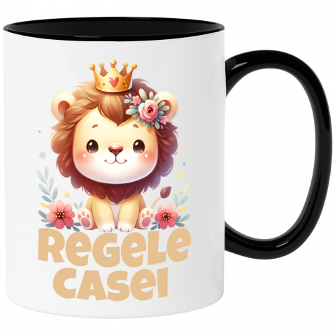 Copii - Cana Personalizata Leu cu Coamă Veselă și Coroană Regală – Cadou Personalizat pentru Tătici și Familie