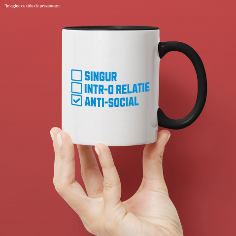 Cana Personalizata „Singur într-o relație” – Mesaj Anti-Social cu Glume despre Anxietate și Oameni [1]
