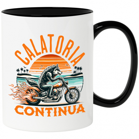 Motociclete - Cana Personalizata Lup Furios pe Motocicletă Puternică – Aventură și Adrenalină