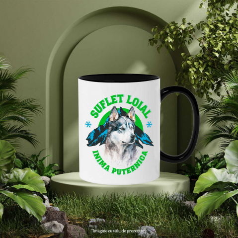 Cana Personalizata Tricou Personalizat Lup Salbatic Husky – Suflet Loial și Inimă Puternică | Cadou pentru Iubitori de Câini [2]