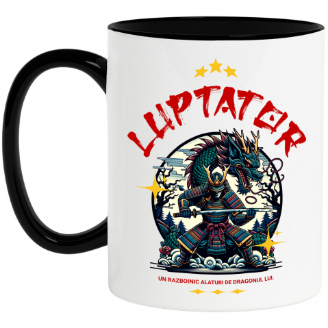 Razboinic - Cana Personalizata Cadouri personalizate – Războinic cu armură și dragon imens din cultura chineză