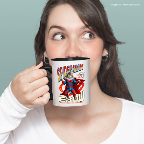 Cana Personalizata Pisică Maine Coon în Costum Spider-Man - Cadou Personalizat pentru Iubitorii de Pisici și Copii [1]