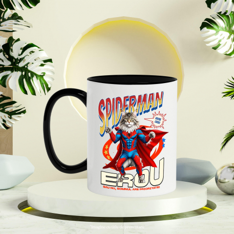 Cana Personalizata Pisică Maine Coon în Costum Spider-Man - Cadou Personalizat pentru Iubitorii de Pisici și Copii [2]