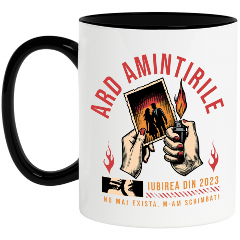 Dragoste - Cana Personalizata Cadou Personalizat Mâini Femeie Foc cu Text „Ard Amintirile Iubirea din 2023”