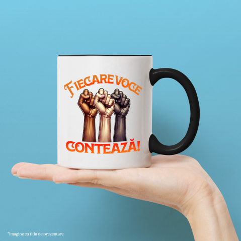 Cana Personalizata „Fiecare Voce Contează” - Mâini Unite, Nuanțe Diverse | Cadou Inspirational Personalizat pentru Familie și Prieteni [1]