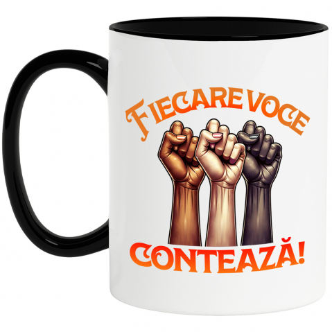 Citate - Cana Personalizata „Fiecare Voce Contează” - Mâini Unite, Nuanțe Diverse | Cadou Inspirational Personalizat pentru Familie și Prieteni