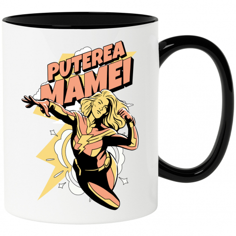 Cana Personalizata "Puterea Mamei – Super Erou Familie – Cadouri Personalizate pentru Femei Puternice"
