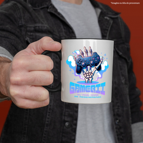 Cana Personalizata Mână Schelet cu Manetă Jocuri Video „Gamerii Nu Mor Doar Se Revanșează” - Cadou Personalizat pentru Gameri și Familie [1]